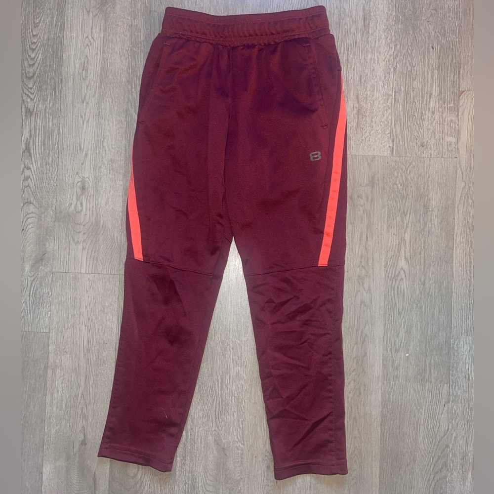 Boys' Maroon Athletic Pants with Orange Stripes